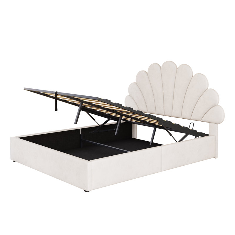 Double Size Ottoman Bed Velvet, Single (3'), White