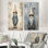 Fantaisie, portrait de gnome beige et bleu - ensemble de 2 impressions sur toile gnome