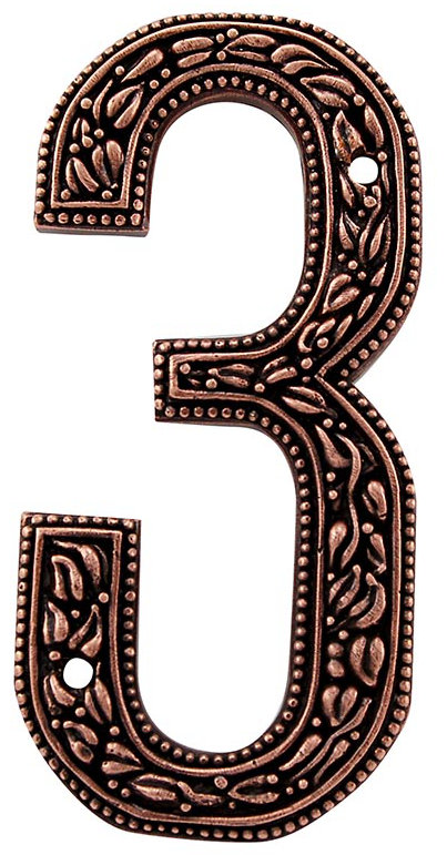 5 po. Numéro de maison San Michele, Cuivre antique, 3