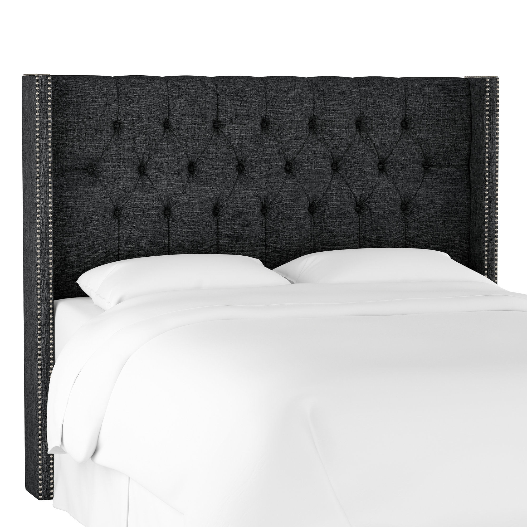 Knighten Upholstered Headboard, Queen, Classic Linen Black