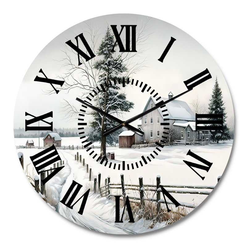 Horloge murale Nebraska Farm In Winter, Médium