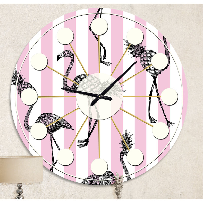 Flamant rose sur horloge murale Mid-Century, Moyenne