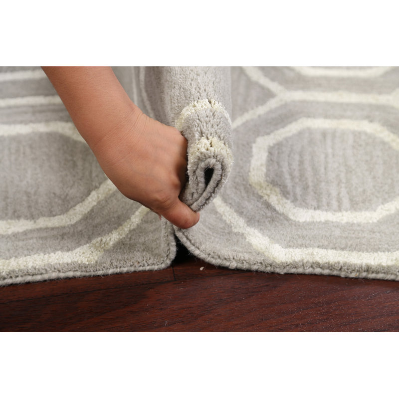 Tapis gris en laine / soie touffeté à la main Cassimere