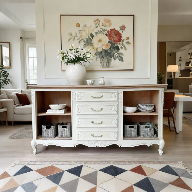 Buffet multifonctionnel en bois de style européen, H 31,5 po x l 59,06 po x P 15,75 po