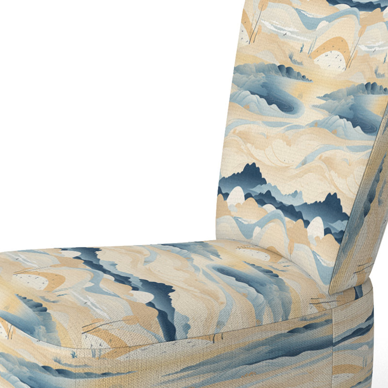 Coastal Landscape Minimal In Blue - Chaise d'appoint rembourrée bohémienne et éclectique