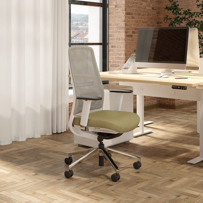 Chaise de travail Elevate, Without Headrest, Moss Green, White