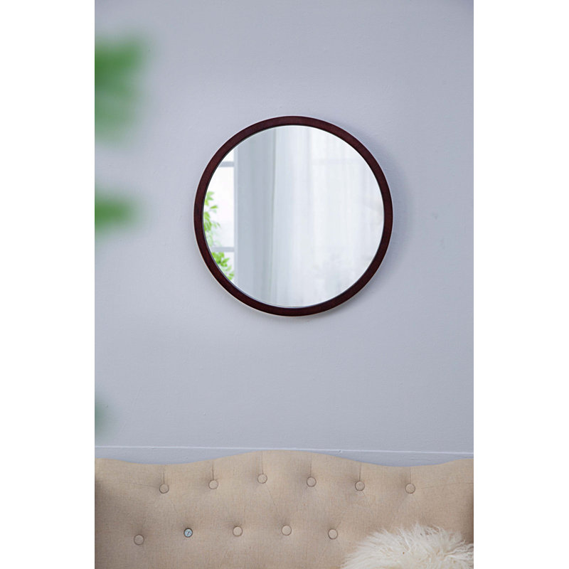 Miroir mural rond en bois, Brun