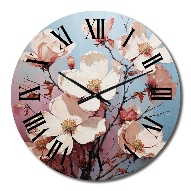 Horloge murale blanche Dogwood Impression I - Paysages, Moyenne