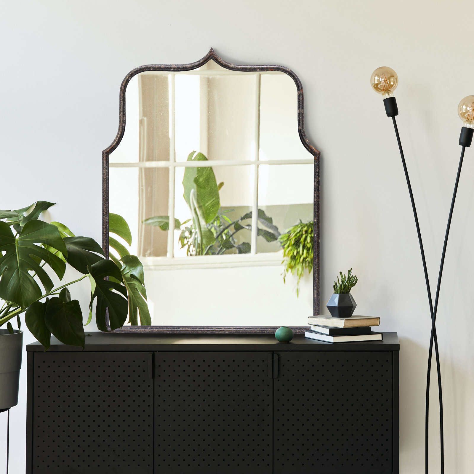 Devyn - Metal Framed Wall Mirror, 31.5" x 24", Distressed Black
