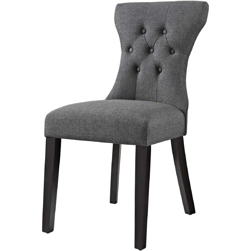 Chaise parsons capitonnée en bois massif, gris