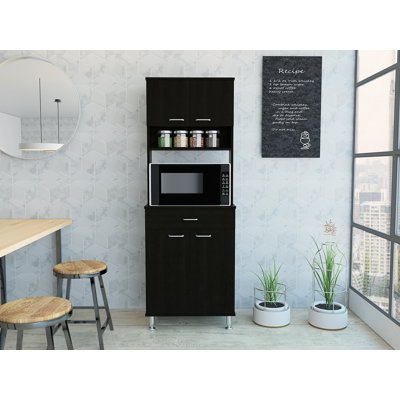 Blandina Kitchen Pantry with Countertop, Closed & Open Storage