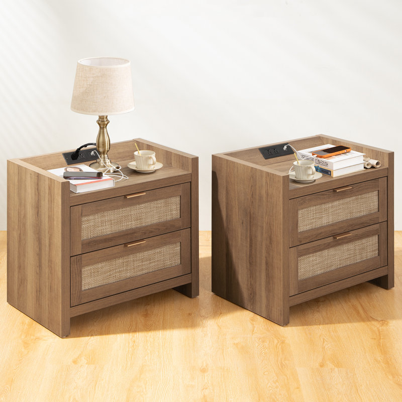 Aneke 23.6'' W Nightstand, Natural Oak