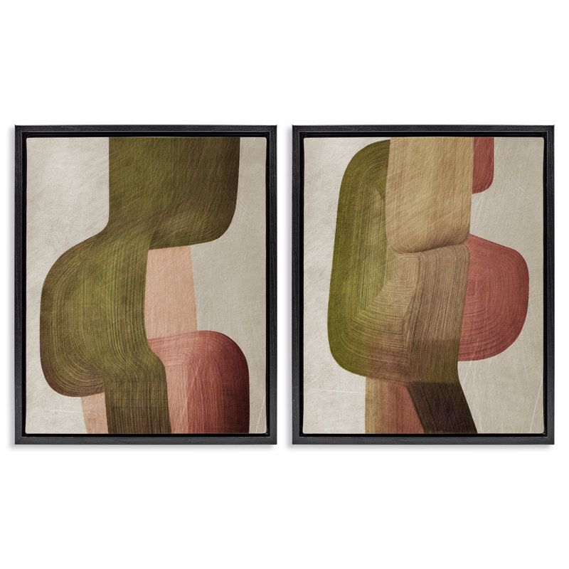 Metal Brush Curvatures 2pc Floating Frame Set, design by 1x, 21" H x 17" W, Jet Black Floater Frame