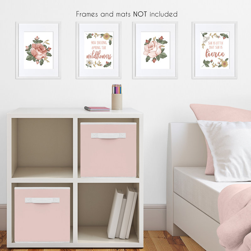 Ensemble d’impression sur papier 4 pièces wall art Vintage Floral