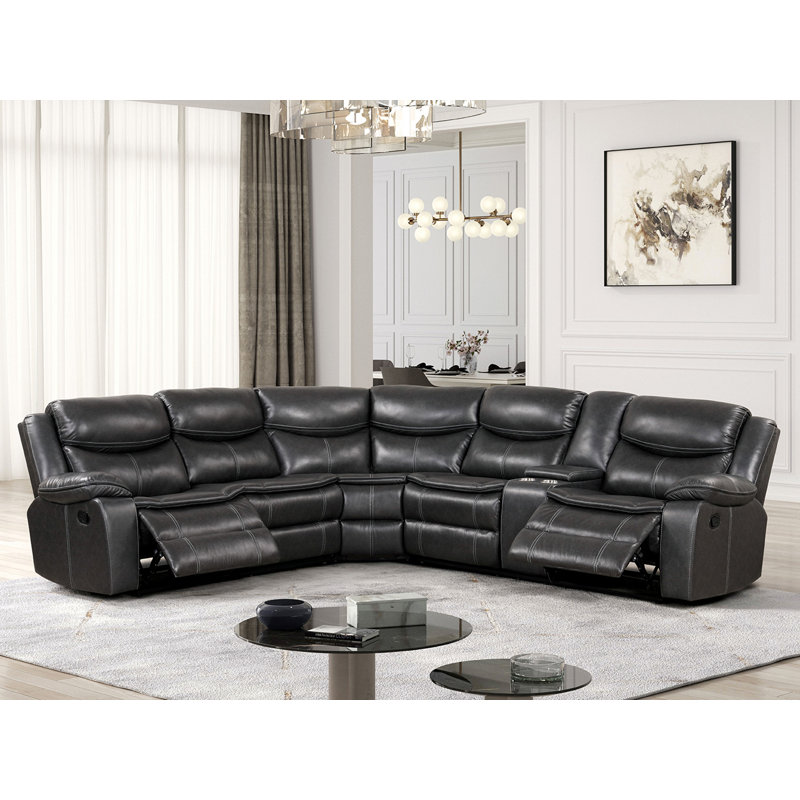 123.4" W Transitional Sectional, Dark Gray, Gray