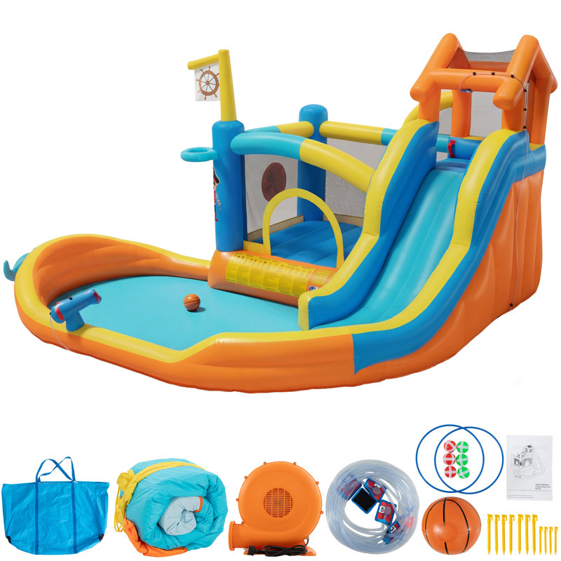 Inflatable Bouncy Castle With Water Slide 414x364x244 Cm