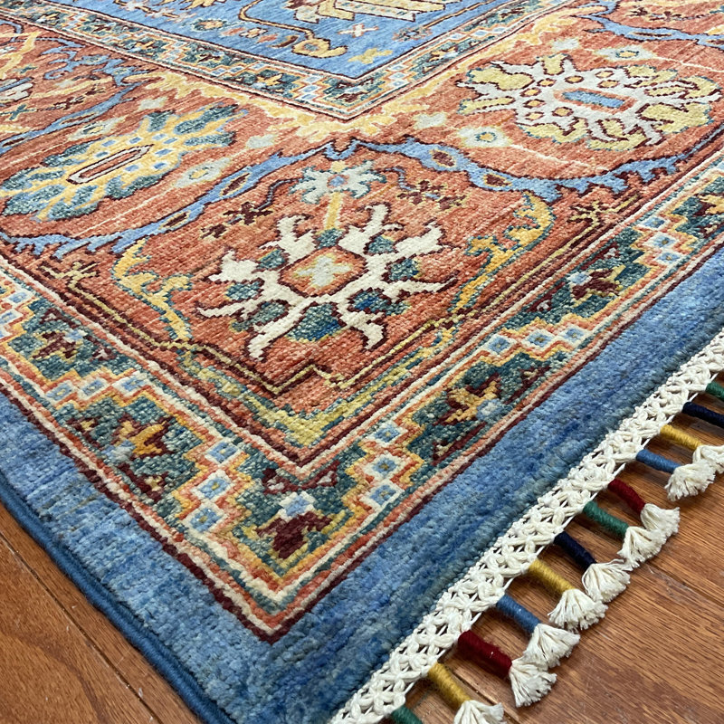 Tapis unique bleu / brun 8 pi 2 po x 9 pi 9 po One-of-a-Kind