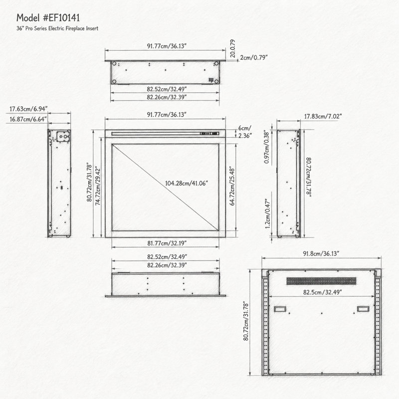 Rebrilliant Black Electric Fireplace Insert, H 7 po x l 31,7 po x P 36,1 po