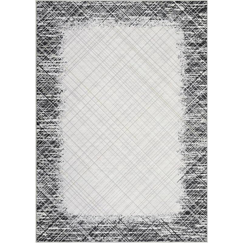 Washable Area Rug ,Non Slip Low Pile Pearl Velvet Abstract Carpet, Modern Rug for Living Room Bedroom,Gray, Rectangle 6' x 9'