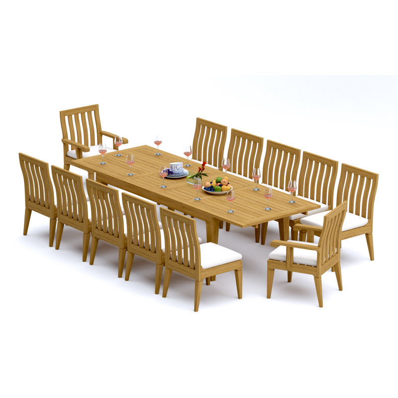 Caranas Teak Wood Patio Dining Set with, 12