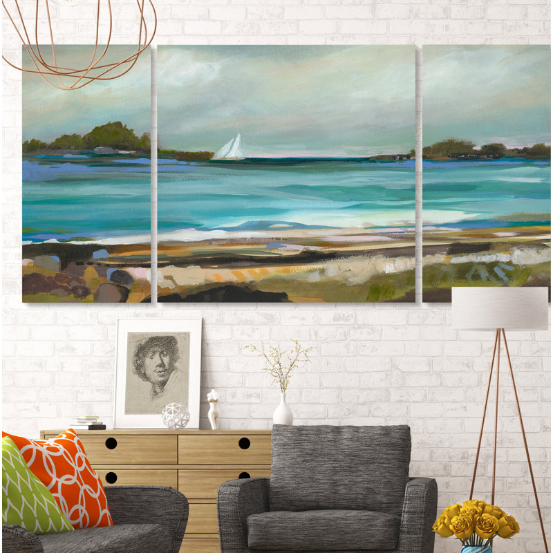 Reproduction d’art sur toile tendue, "a premium seaside view i" , impression sur toile tendue, H 24 po x l 48 po x P 1,5 po