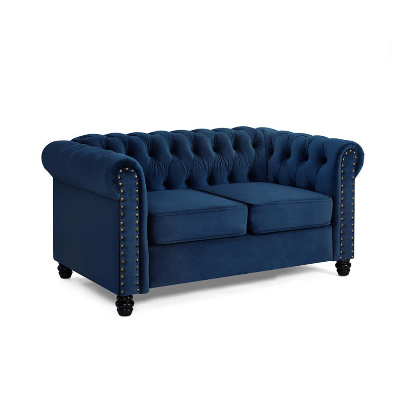 Chesterfield Sofa Velvet, 2, Blue