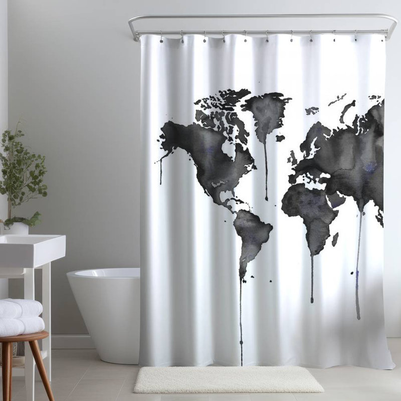 Shower Curtain TV12 – Polyester Shower Curtain, Dye Sublimation Print, 71" W × 74" L