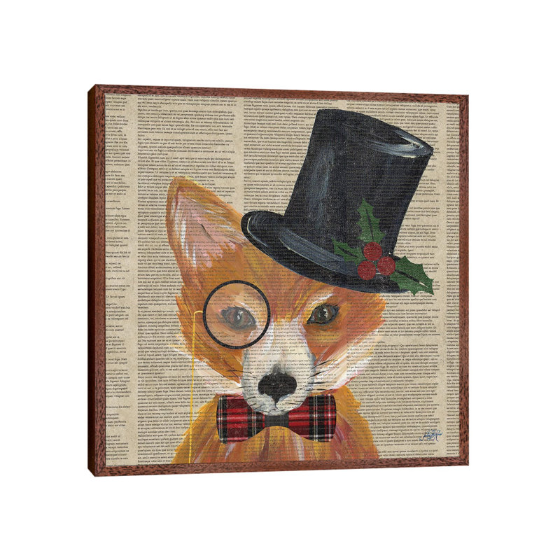 Holiday Animals III by Julie Derice - Floater Frame Print on Canvas, 66.04 cm H x 66.04 cm W, Brown Framed