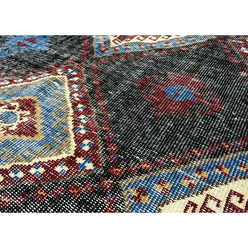Tapis noir de haute qualité noué à la main