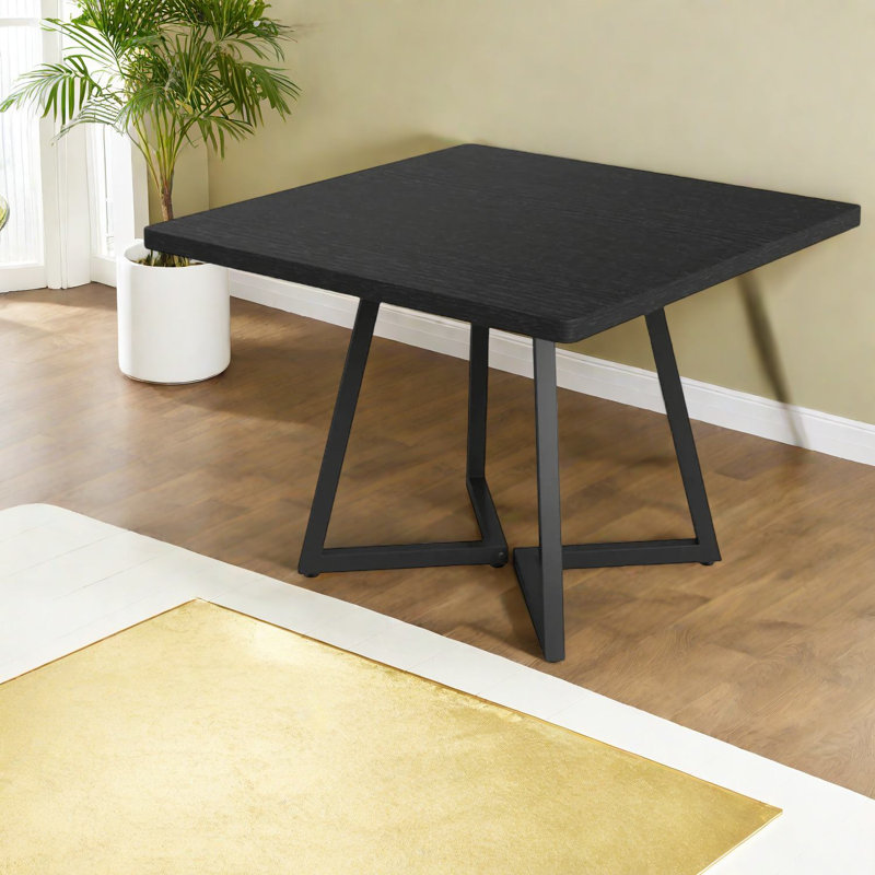 Tables de salle à manger durables, structure en acier MDF noir, petit espace rustique