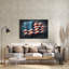  «American Flag Paint Splash Style» par Rey Klimt, art mural en verre acrylique, 24 po x 16 po-1973858511