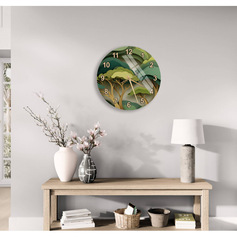Horloge murale Modern Forest, Blanc anglais, 20 pouces