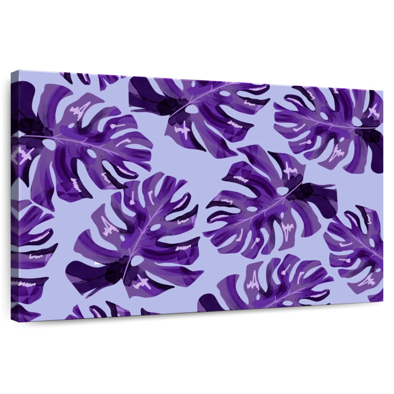 Harnek mauve à feuilles de Monstera, H 26 po x l 39 po