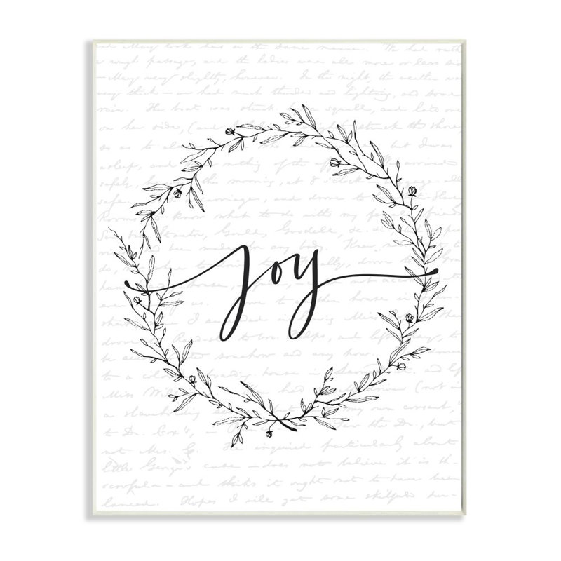 Joy Leaves Wreath - reproduction d'art textuel, H 15 po x l 10 po, Plaque murale