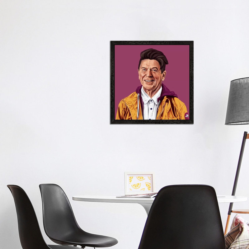 Ronald Reagan by Amit Shimoni - Floater Frame Print on Canvas, 45.72 cm H x 45.72 cm W, Black Framed