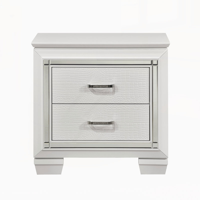 Table de chevet moderne avec tiroirs, Blanc