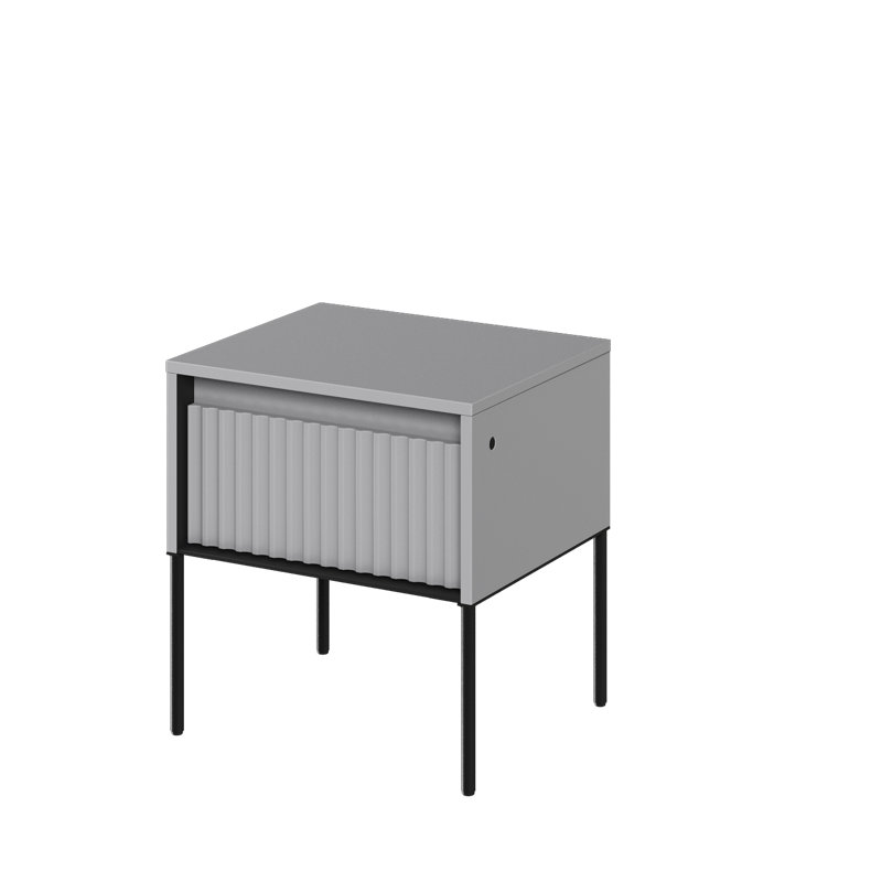 Amerion 46cm W Manufactured Wood Bedside Table, Light Grey/Black