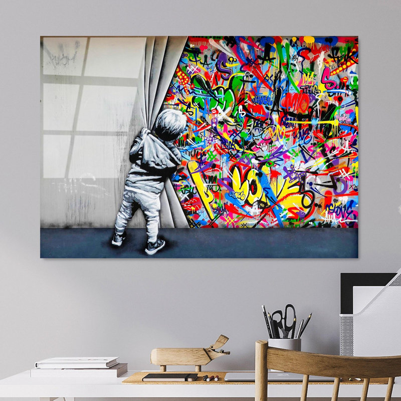 Superbe peinture murale en verre trempé 27,6 po x 39,4 po | 100% verre trempé, épaisseur: 0,16 pouce | Décoration élégante pour le salon ou le bureau, durable et facile à nettoyer, idée de cadeau parfaite