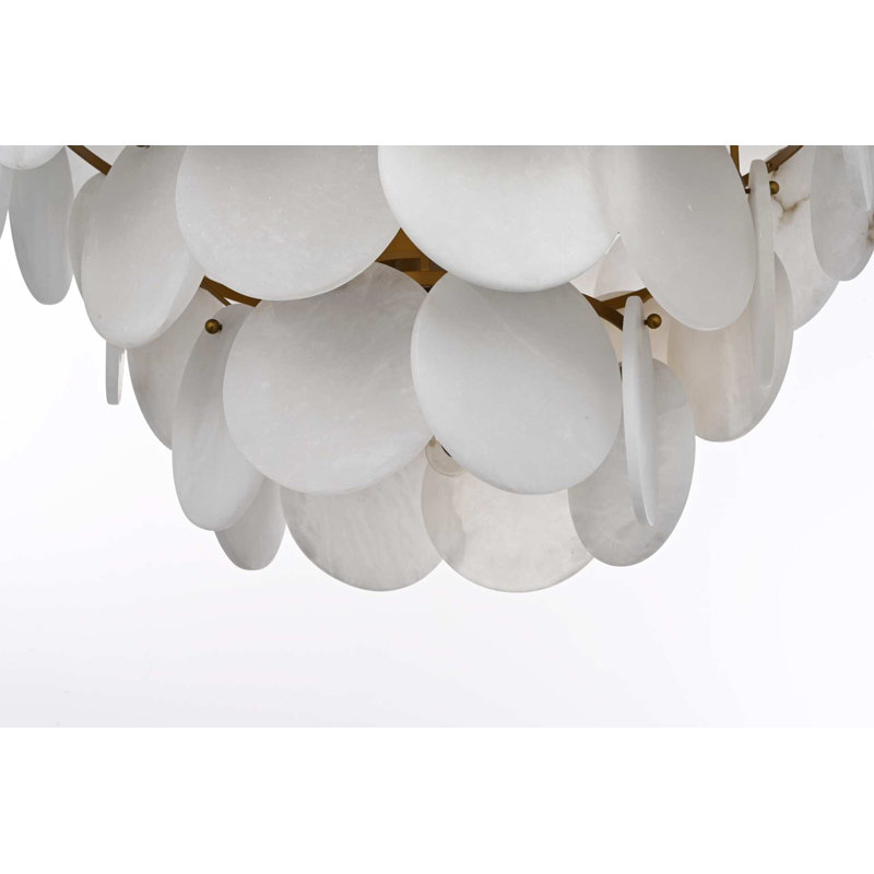 Lustre Charlotte en albâtre 36 pouces en or satiné, Or satiné
