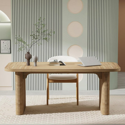 Modern Executive Desk, Large Home Office Computer Workstation with Sturdy Double Pedestal Base, Simple Rectangular Writing & Study Table