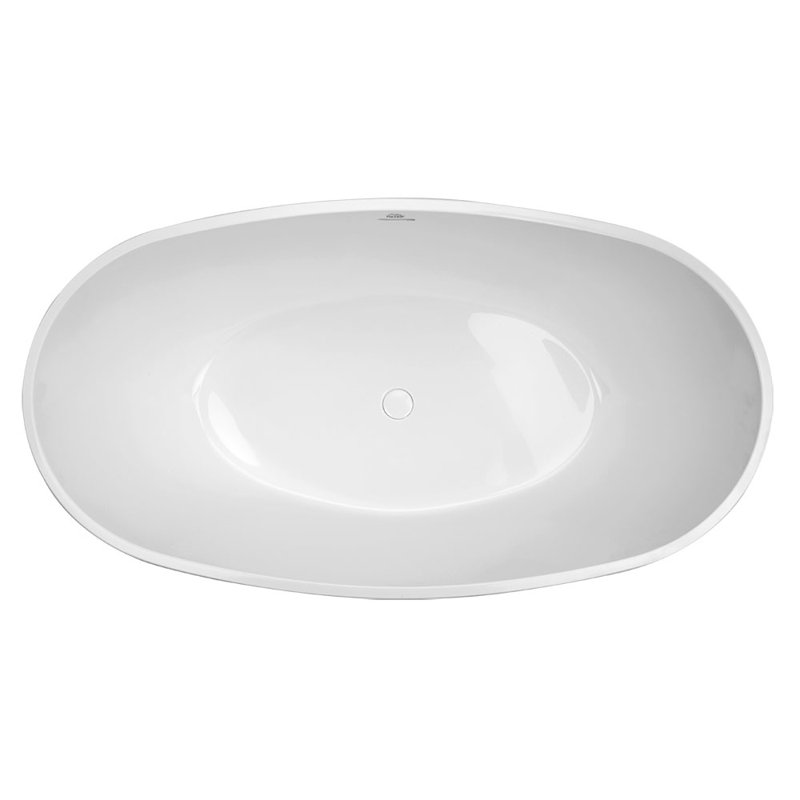 Metro Alamo 66" x 34" Freestanding Soaking Solid Surface Bathtub, Glossy White