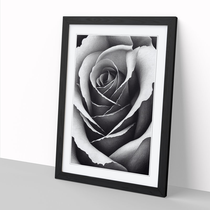 Rose Stippling - Single Picture Frame Painting, 64cm H x 46cm W x 2cm D, Walnut