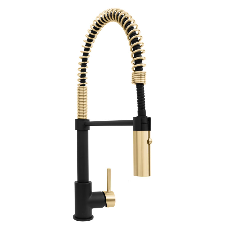 ZLINE Autograph Sierra Pull Down Spring Handle Kitchen Faucet, Matte Black;Champagne Bronze