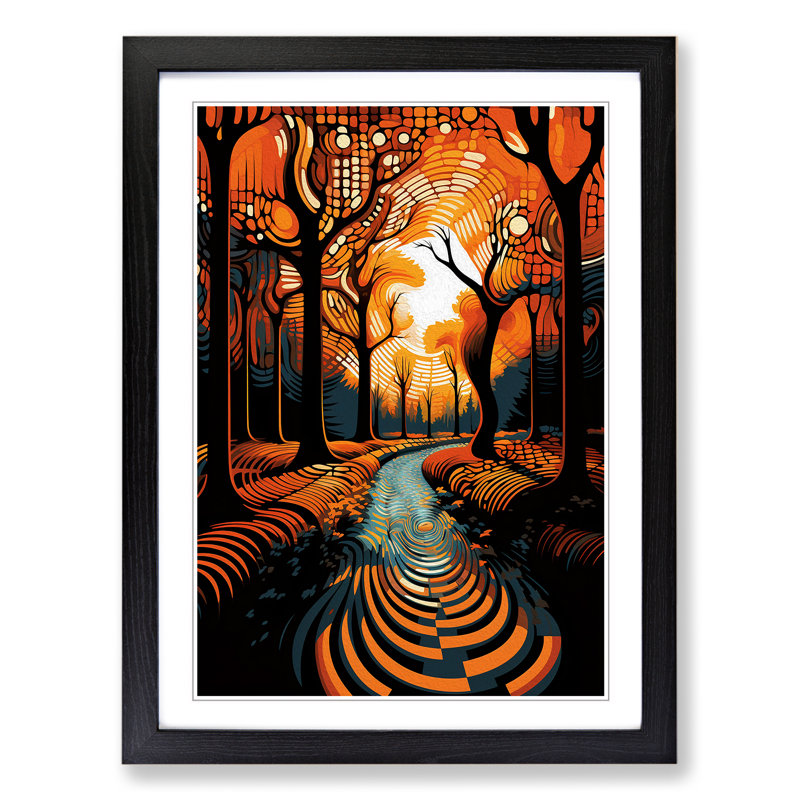 Central Park Op - Single Picture Frame Print on Wood, Black Framed, 64cm H x 46cm W x 2cm D