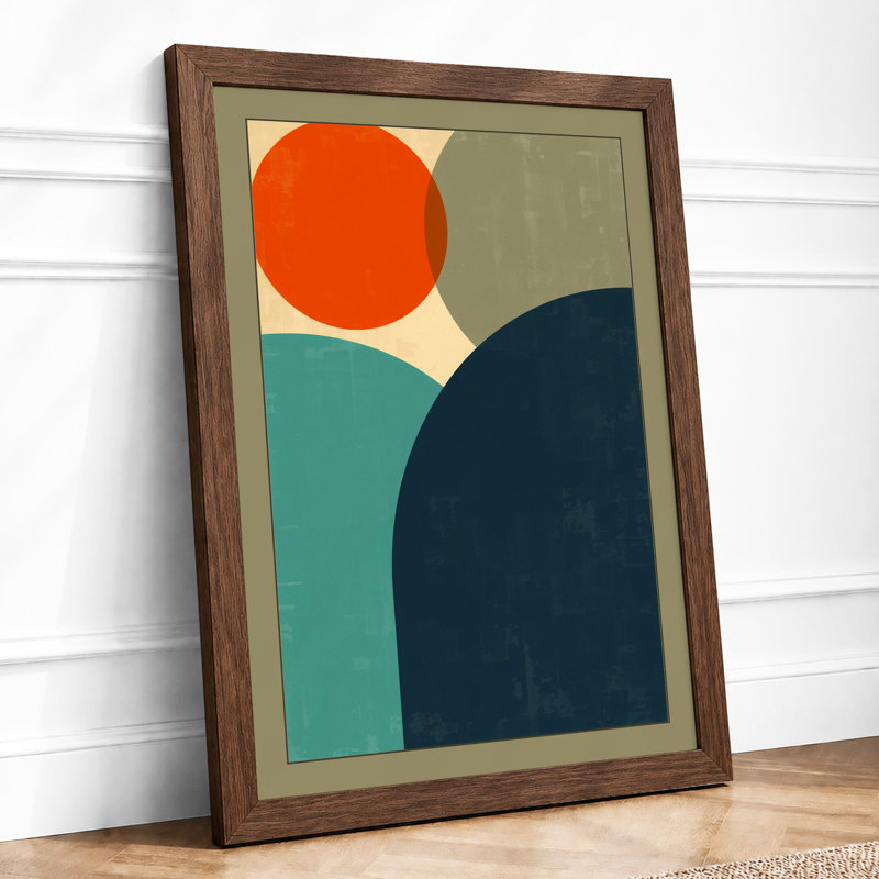 Colour Balance Mid-Century - Framed Print, A2 - 59.4 x 42.0 cm, Walnut