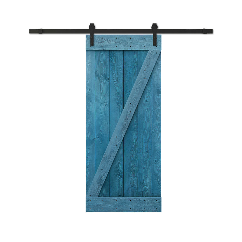 Cherry Red Solid Wood Barn Door Kit with Matte Black Hardware