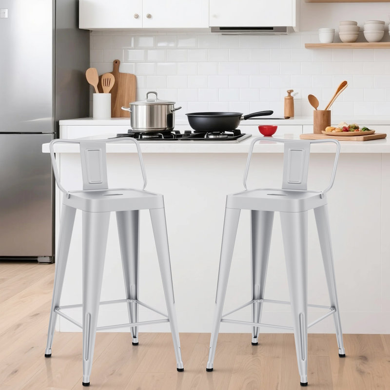 Comptoir et tabourets de bar en métal, Tabouret de comptoir (siège d'une hauteur de 26 p, Brun