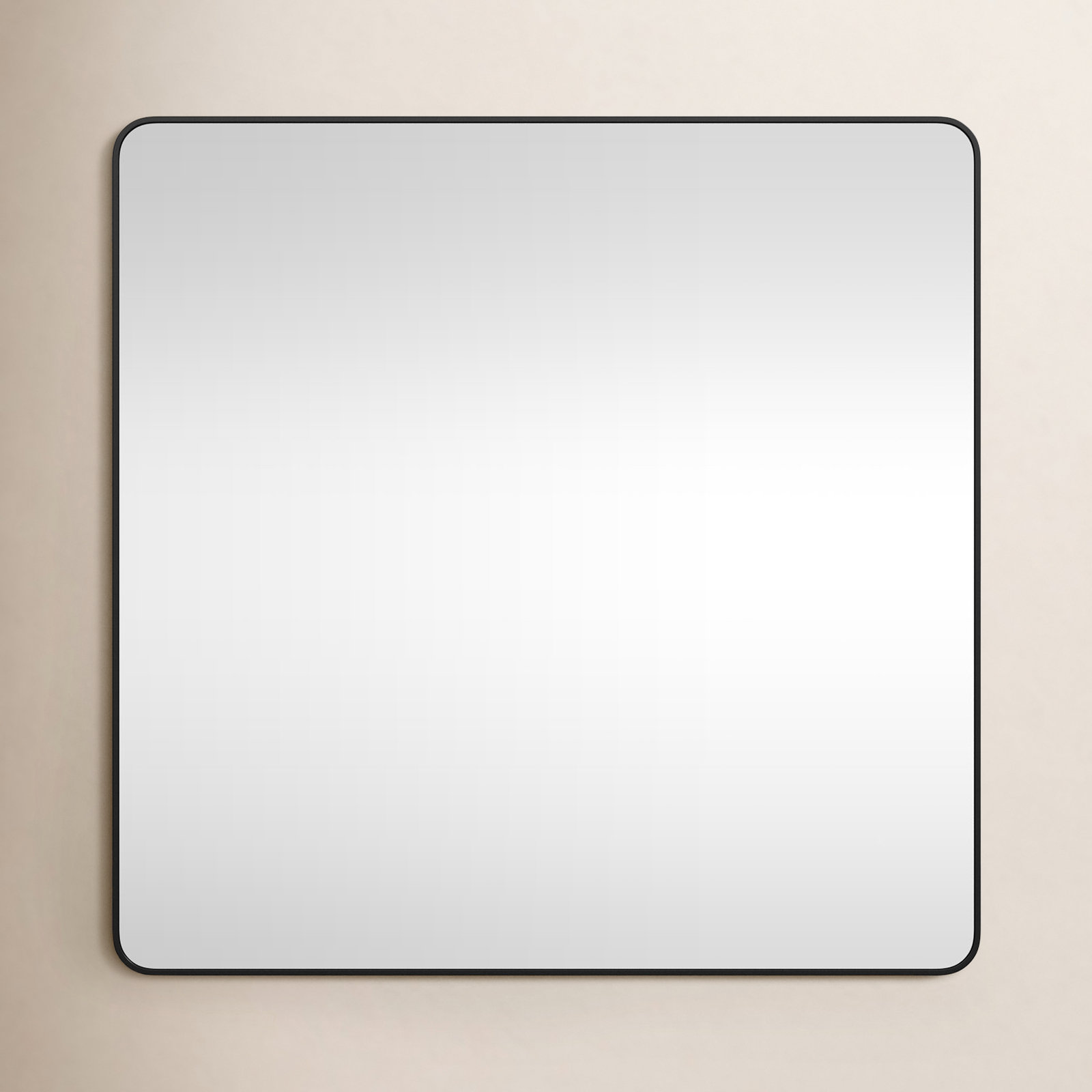 Metal Square Wall Mirror, 48"  x 48" , Black