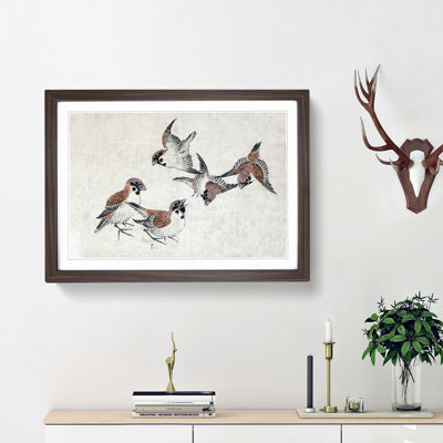 Five Birds by Katsushika Hokusai - Picture Frame Art Print