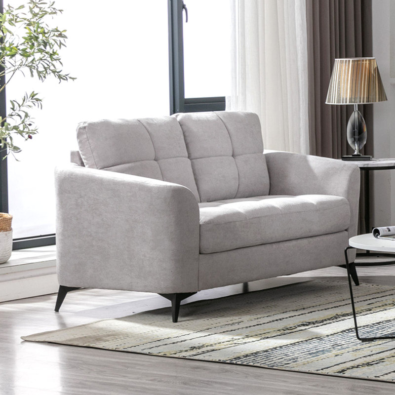 Callie 60" Light Grey Woven Fabric Loveseat, Velvet